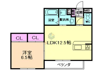 REBELDE KIMURA(1LDK/3階)の間取り写真