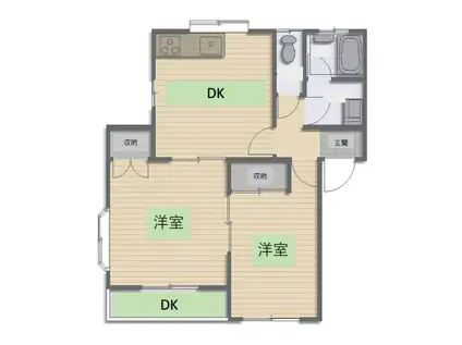 サンハイツ剣城A(2DK/2階)の間取り写真