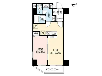 プレール・ドゥーク浅草IV(1LDK/5階)の間取り写真