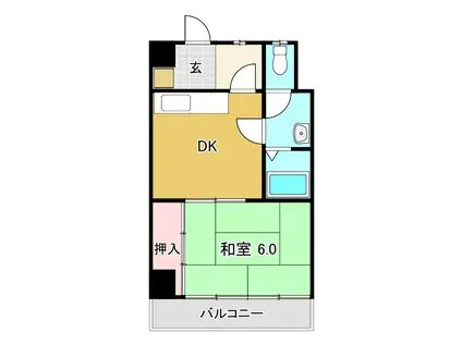 住友ハイツ(1DK/6階)の間取り写真