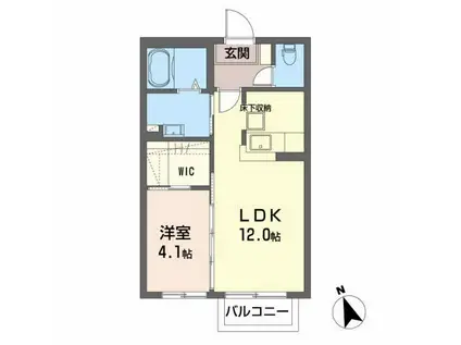 シャーメゾン多賀城新田B(1LDK/1階)の間取り写真