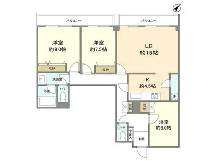 トーカンマンション南青山(3LDK/1階)の間取り写真