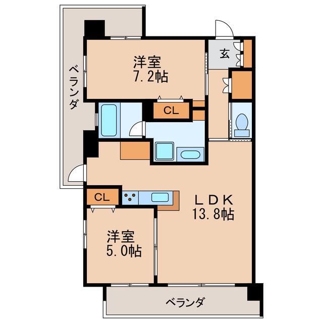 テラッツァ白壁(2LDK/1階)の間取り写真