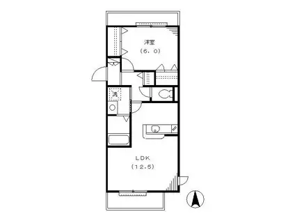 ペシュール・K(1LDK/2階)の間取り写真