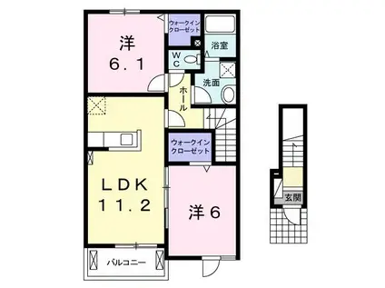 ペット・チェリーフィールド(2LDK/2階)の間取り写真