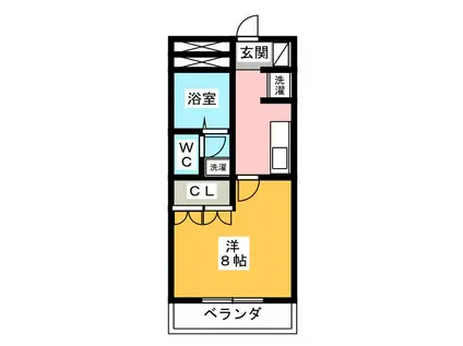 ルビコン(1K/1階)の間取り写真