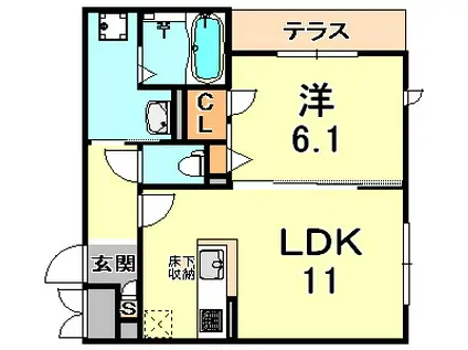 エルム六甲(1LDK/1階)の間取り写真