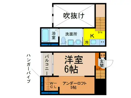 わっせHYOUTANYAMA(1K/2階)の間取り写真
