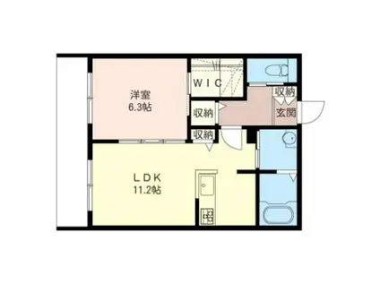 ブルームーン(1LDK/1階)の間取り写真