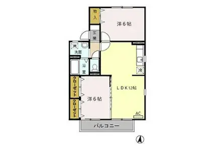 エクセラン・エール(2LDK/2階)の間取り写真