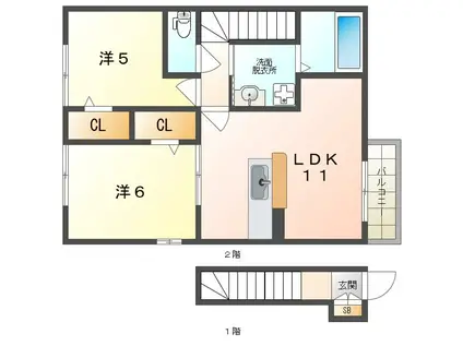 BELISTRI(2LDK/2階)の間取り写真