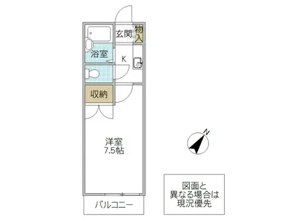 ヴァンテ竜ヶ崎(1K/2階)の間取り写真