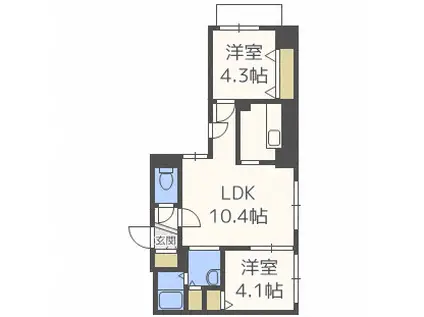 ファランドール平岸(2LDK/2階)の間取り写真