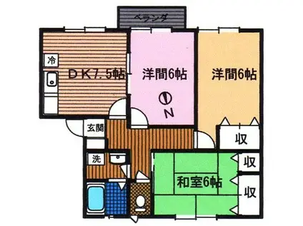 パーシモンコート(3DK/1階)の間取り写真