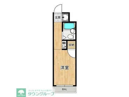 福田マンション(ワンルーム/2階)の間取り写真