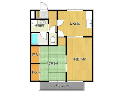 プレジデント・住谷(2DK/1階)の間取り写真