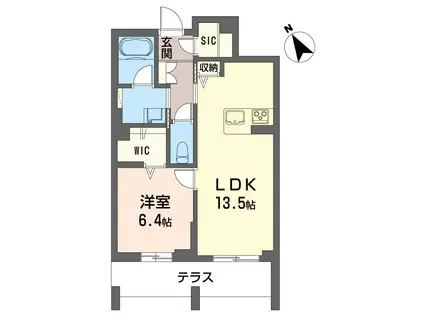 グラストン(1LDK/1階)の間取り写真