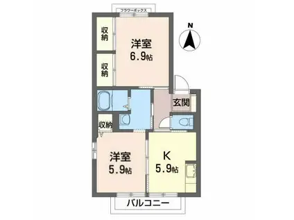 FLOWER GARDEN六番館(2K/2階)の間取り写真