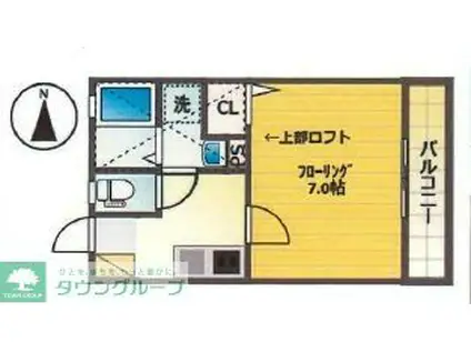 グランド成田東(1K/2階)の間取り写真