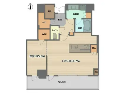 プレミストタワー大阪新町ローレルコート(1LDK/20階)の間取り写真