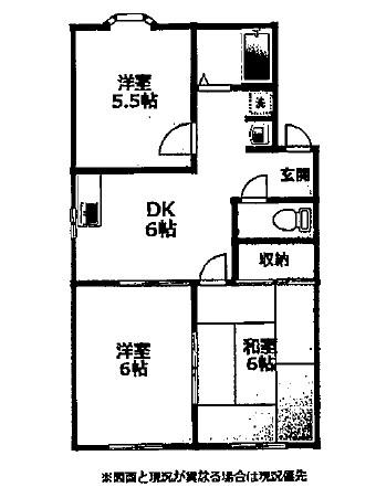 コーポラス垣口(3DK/2階)の間取り写真