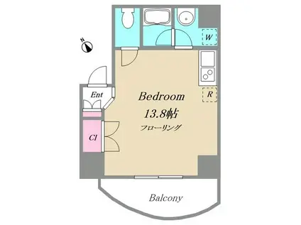 FIRST-A虎ノ門(ワンルーム/8階)の間取り写真