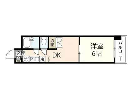 北川ビル(1DK/4階)の間取り写真