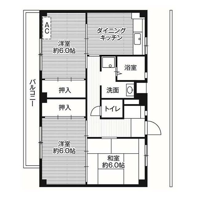 ビレッジハウス善部5号棟(3DK/1階)の間取り写真
