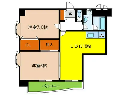 サントピア須磨(2LDK/5階)の間取り写真