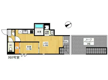 GRANDTIC REIN EINS(1LDK/2階)の間取り写真