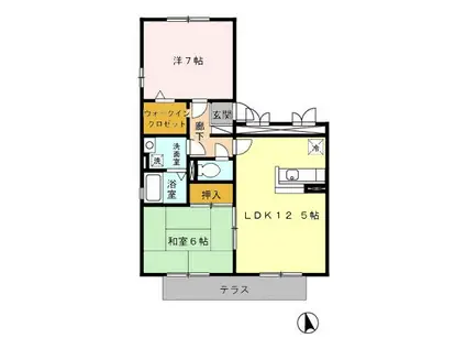 ソレーユ(2LDK/1階)の間取り写真