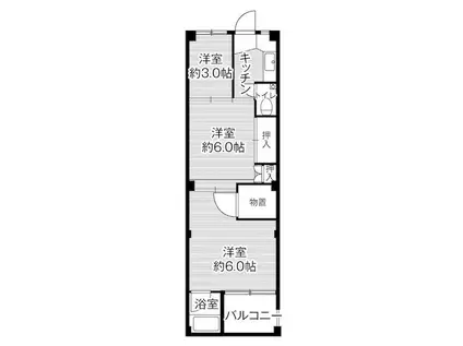 ビレッジハウス下更地2号棟(3K/4階)の間取り写真
