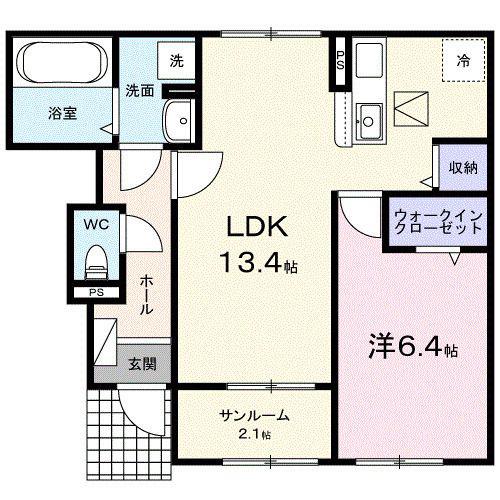ゼン・クオーレ佐久平(1LDK/1階)の間取り写真