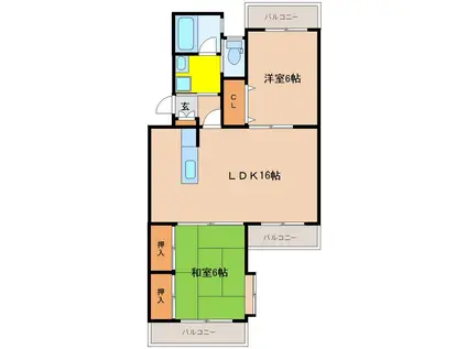 モン・ソレイユR(2LDK/2階)の間取り写真