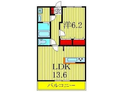 グリシーナおおたかII(1LDK/4階)の間取り写真