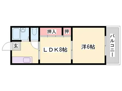 書写マンション A棟(1LDK/1階)の間取り写真