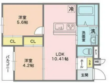 ヴェルデ大森(2LDK/3階)の間取り写真