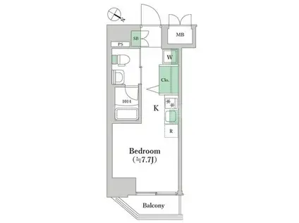 クラリッサ川崎ソレイユ(1K/7階)の間取り写真