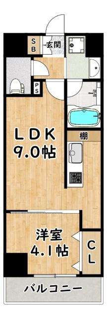 グランディア大阪ノース(1LDK/9階)の間取り写真