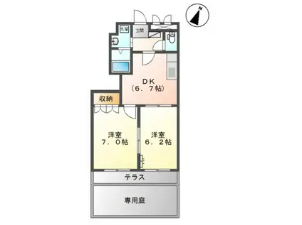 ヒールコート A(2DK/1階)の間取り写真
