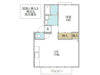 グランセジュール C棟(1LDK/2階)の間取り写真