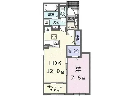 サン ウォーム IV(1LDK/1階)の間取り写真