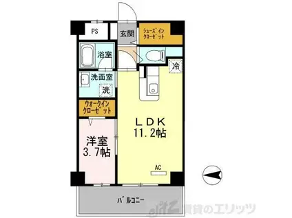 アクトタレイア茨木駅前(1LDK/7階)の間取り写真