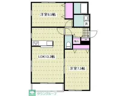 ドミール雪の下(2LDK/2階)の間取り写真