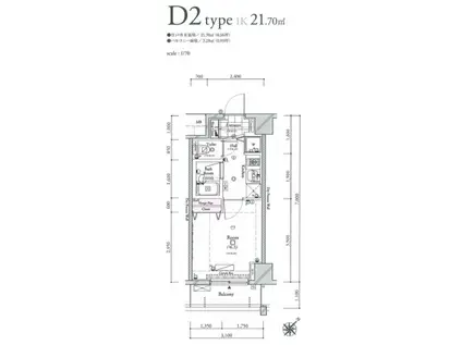 コンシェリア・デュー勝どき(1K/4階)の間取り写真