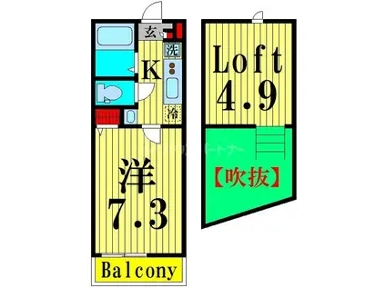グランクオール梅島二丁目(1K/3階)の間取り写真