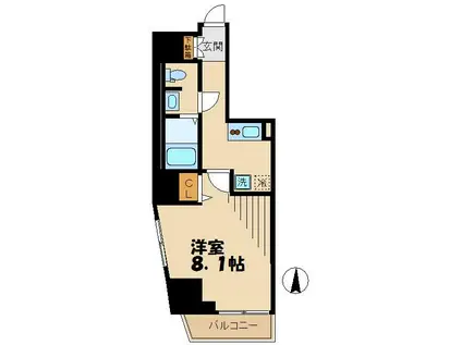 マーロ府中レジデンス♯R(1K/12階)の間取り写真