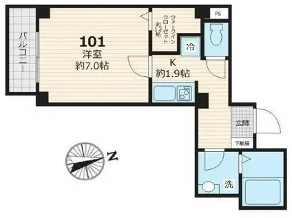 ブラン目黒本町(1K/1階)の間取り写真