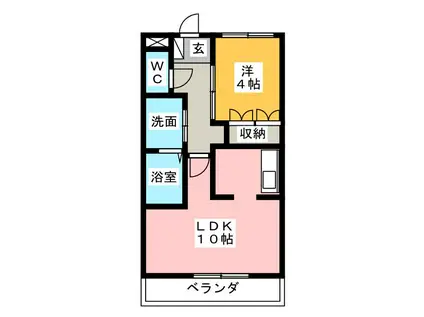アドヴァンス・宇佐(1LDK/2階)の間取り写真