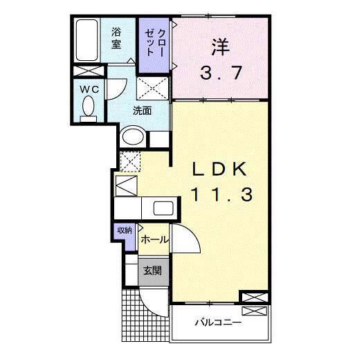 ハーベストホーム壱番館 II(1LDK/1階)の間取り写真